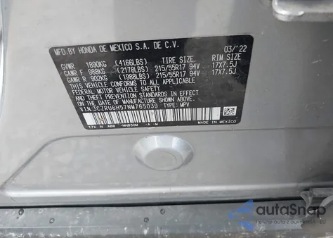 2022 Honda Hr-V Awd Ex from USA, damaged, VIN 3CZRU6H57NM765039